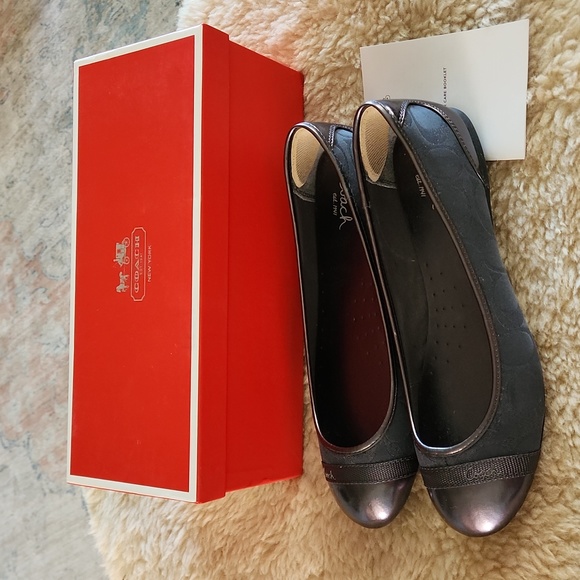 NWT IOB Coach August PGM Signature Indigo Metallic Ballet Flats - Picture 11 of 16